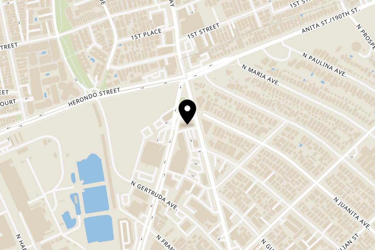 Map showing the location of Happy Veggie on 709 N Pacific Coast Hwy in Redondo Beach